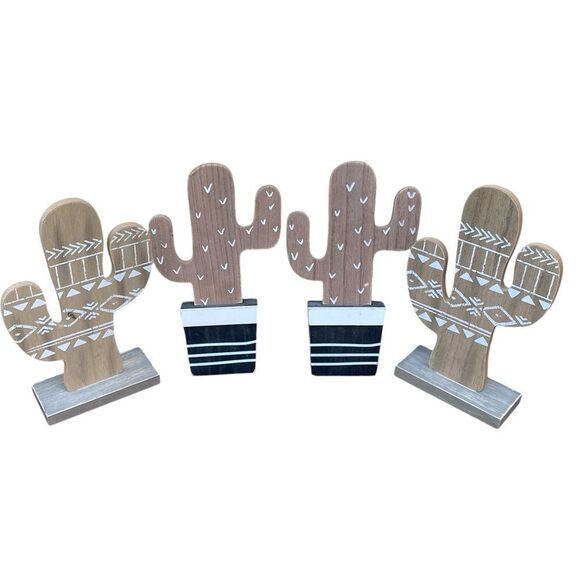 NWT New Bundle of Four (4) Hobby Lobby Cactus Wooden Decor/Bookmarks/Displays - Picture 1 of 5